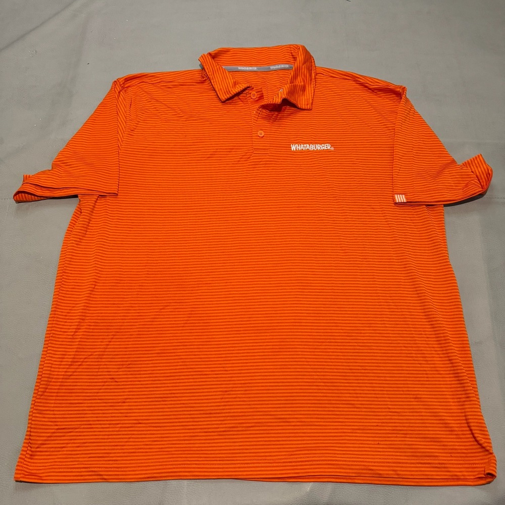 Whataburger Men Worker Employee Stripe Short Sleeve Polo Shirt Performance 2XL-